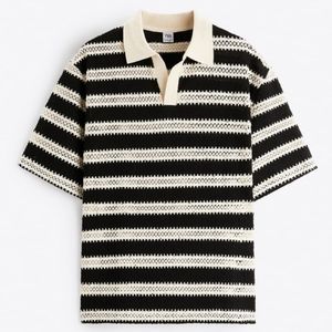 Men's Zara Striped Crocheted Polo